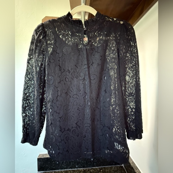 Adiva Black Lace High-Neck Blouse – Long Sleeve, Women’s XS, NWT - Picture 3 of 10